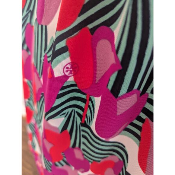 Tory Burch Augustina Printed Tulip Floral Logo Hidden Dress Aline Medium Vneck - Picture 15 of 16
